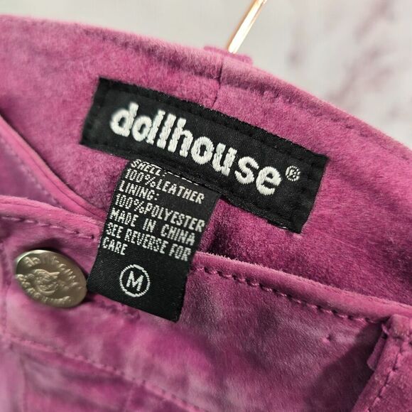 Vintage Leather Pants Womens 29 Pink Purple Y2K Flare Boot Suede High Rise - Picture 3 of 12